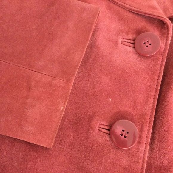 Bernardo Double Breasted Suede Leather Jacket Size 12 Women Long Sleeve Button - Picture 9 of 13